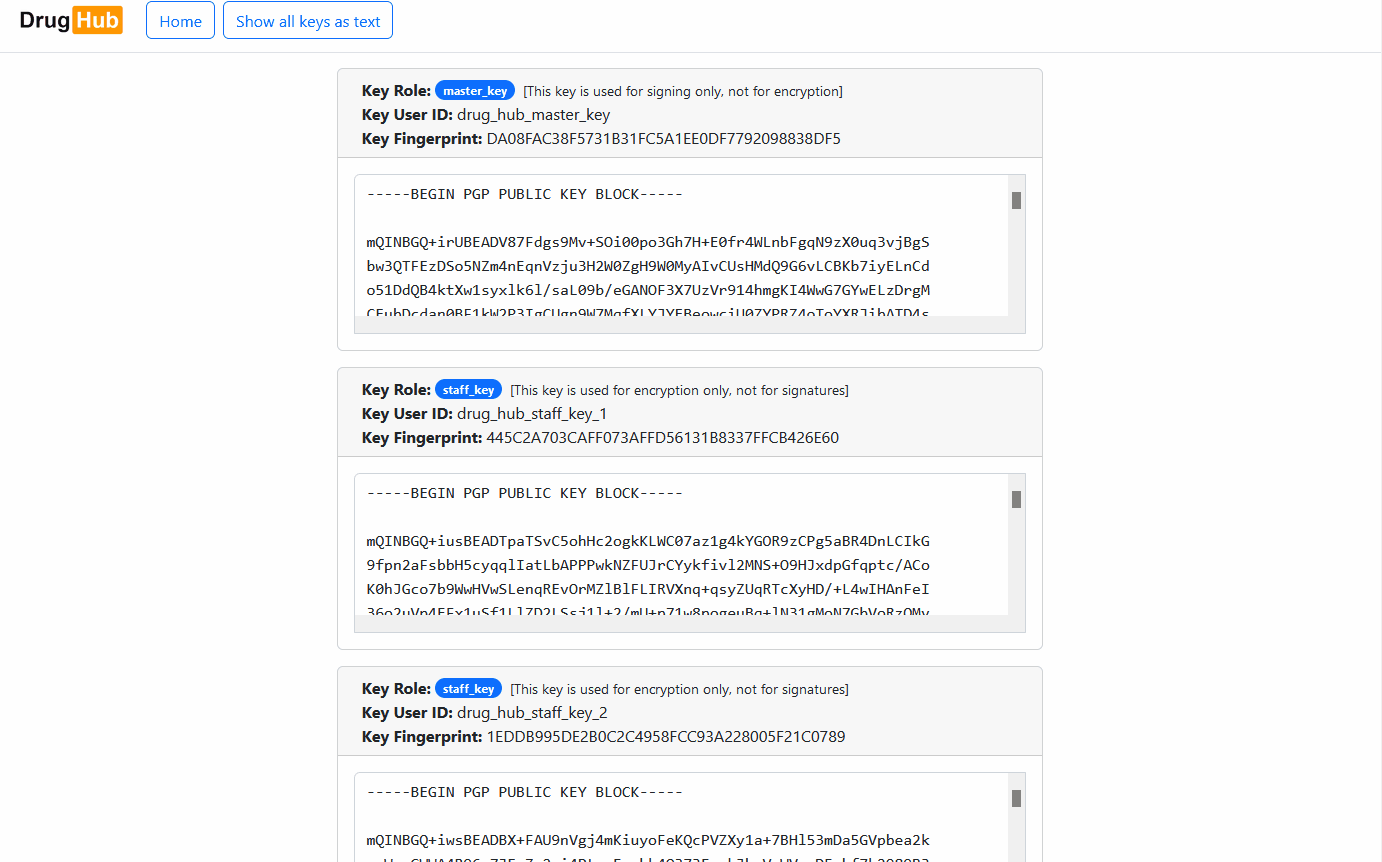 PGP Key Directory on DrugHub