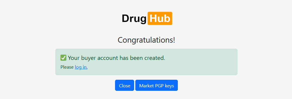 Registration Completion on DrugHub