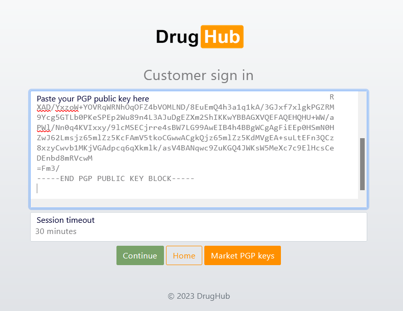 Login Page for DrugHub Users